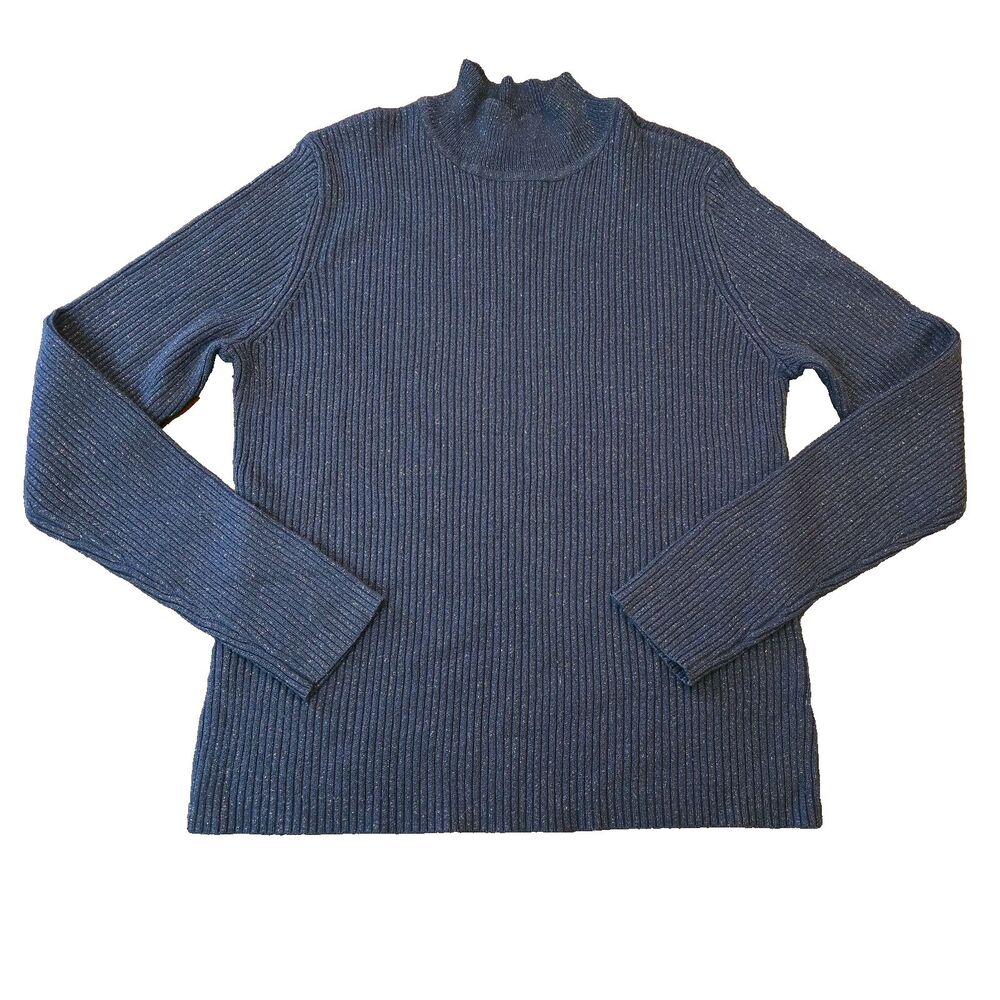CLASSIC ELEMENTS ribbed mock neck sweater size m metallic knit goth moody layer